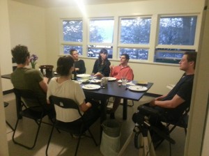 post dinner chat about the scores.